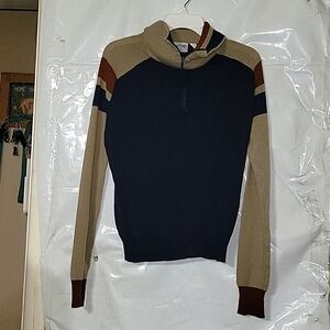 ROYAL KNIGHT Pullover Vintage 1/4 Zip Long Sleeve‎ Colorblock Sweater Retro Y2K